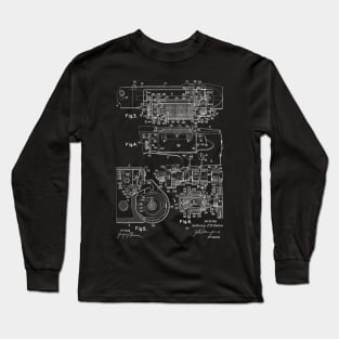 Zigzag Mechanism for Sewing Machine Vintage Patent Hand Drawing Long Sleeve T-Shirt
